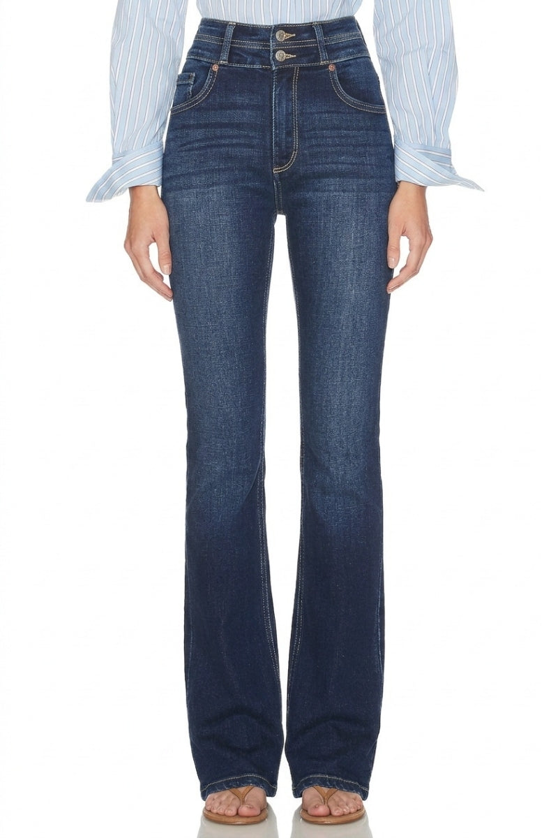 Julia Double Button High Rise Bootcut Jeans - Glamourous Grace
