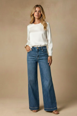 Relaxed High Rise Palazzo Jeans - Glamourous Grace
