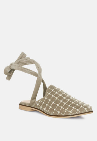 Asante Crisscross Beaded Veil Velvet Mules