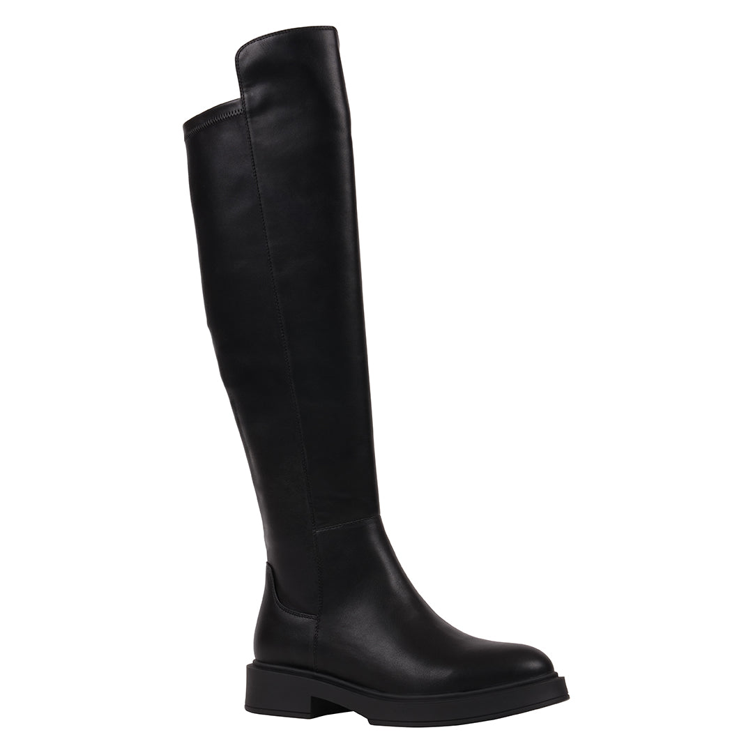 Women's Ayla Classic Black Vegan Leather Riding Boots - Glamourous Grace