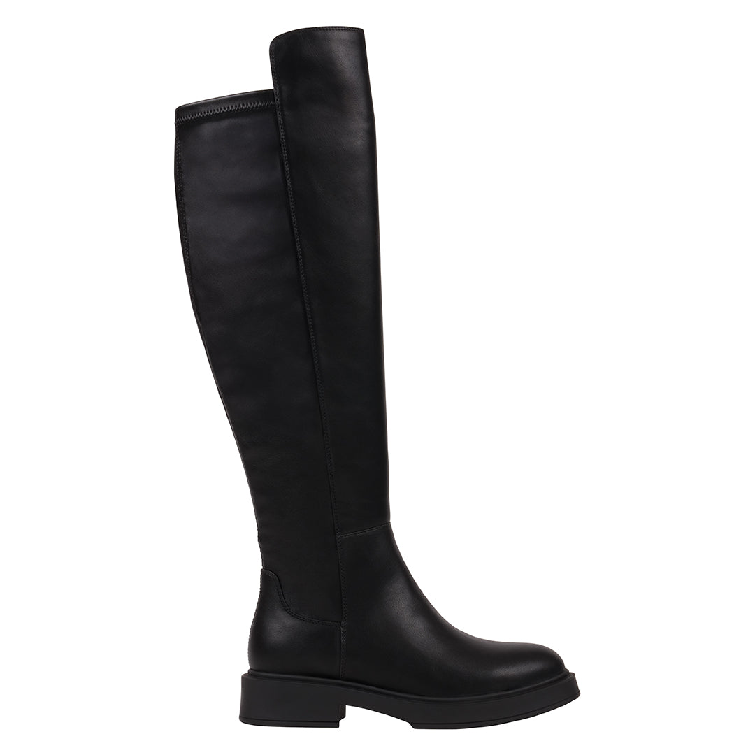 Women's Ayla Classic Black Vegan Leather Riding Boots - Glamourous Grace