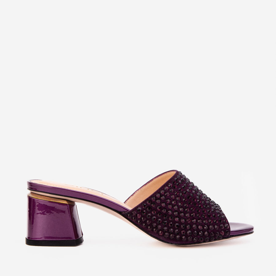 The Ailano Purple Glitter Leather Women Sandal - Glamourous Grace