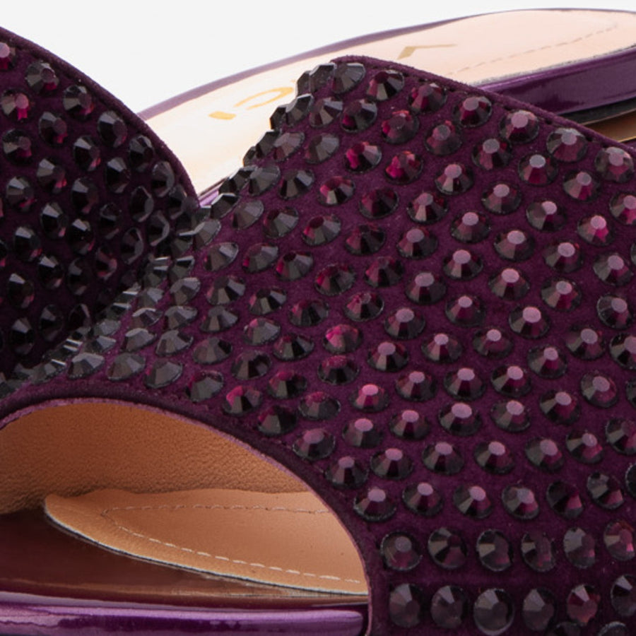The Ailano Purple Glitter Leather Women Sandal - Glamourous Grace