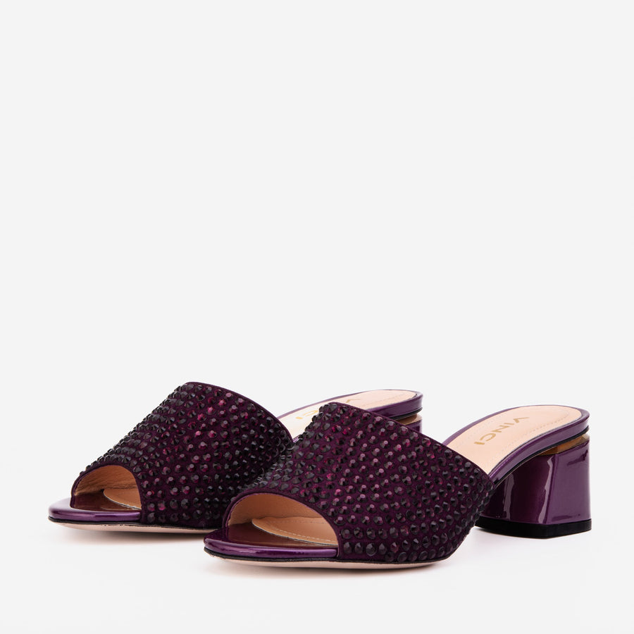 The Ailano Purple Glitter Leather Women Sandal - Glamourous Grace