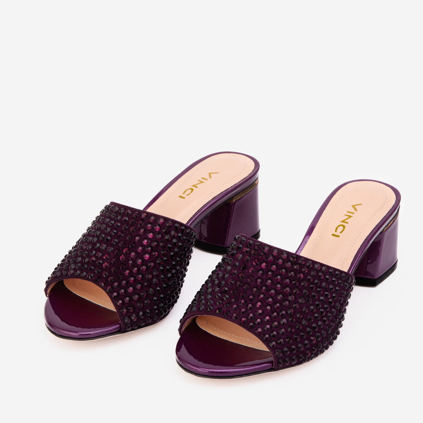 The Ailano Purple Glitter Leather Women Sandal - Glamourous Grace