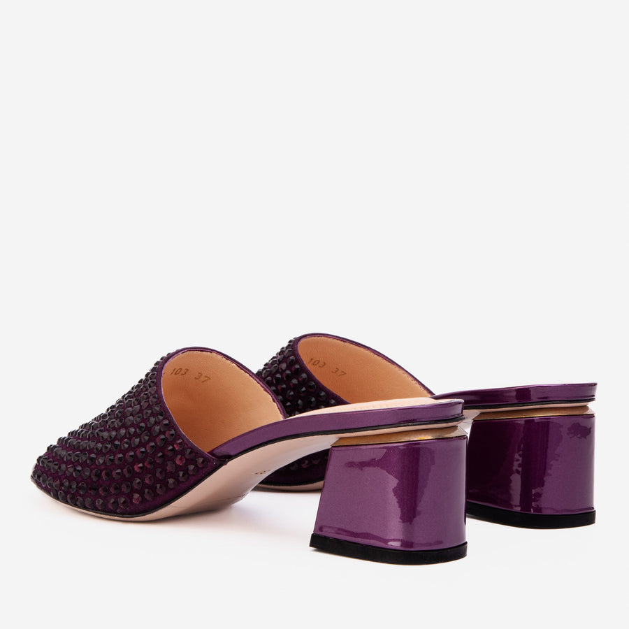 The Ailano Purple Glitter Leather Women Sandal - Glamourous Grace