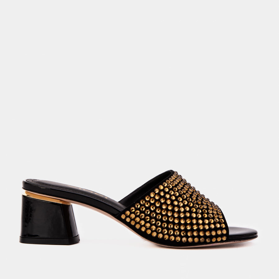 The Ailano Gold Glitter Leather Women Sandal - Glamourous Grace