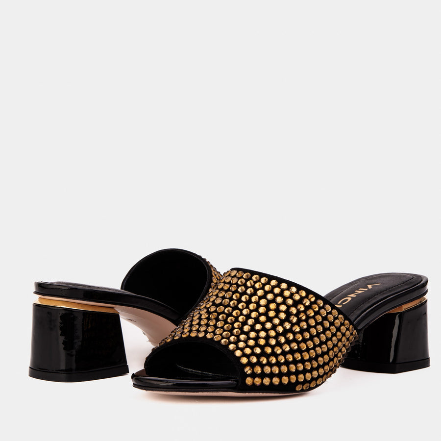 The Ailano Gold Glitter Leather Women Sandal - Glamourous Grace