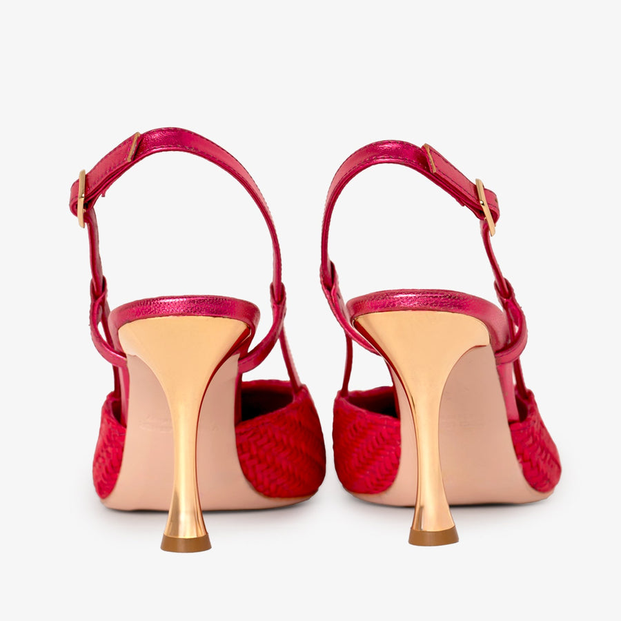 The Luna Fuchsia Leather Slingback Women Sandal - Glamourous Grace