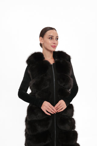 Genuine Polar Fox Fur Vest 90 cm
