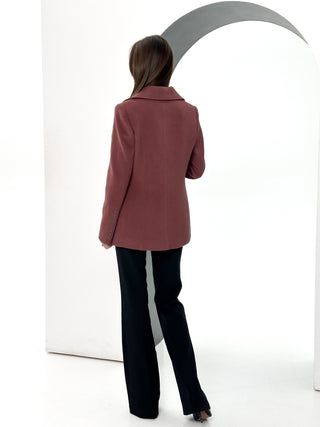 Lyndale Cashmere Wool Blend Coat in Sangria