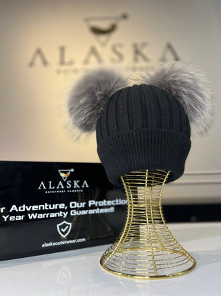 Two Fur Poms Hat Adult | Kids