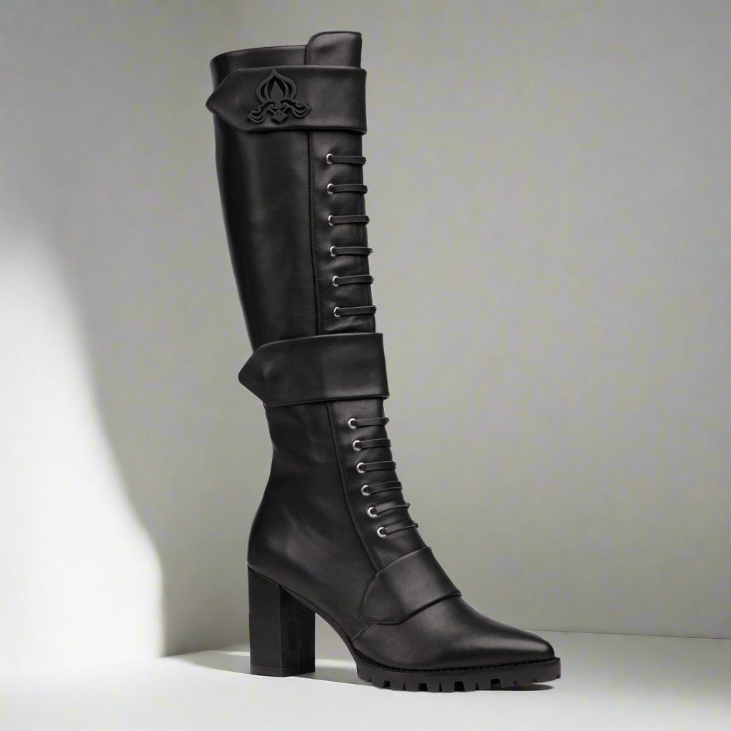 Michaela V Aspen Marta Black Leather Boots - Glamourous Grace