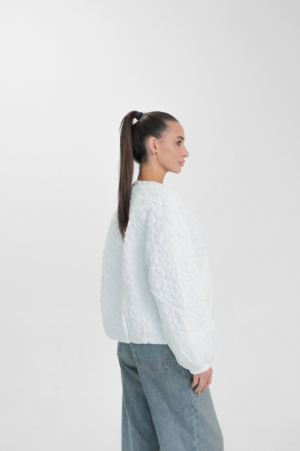 Light Quilted Demi-Season Jacket in White