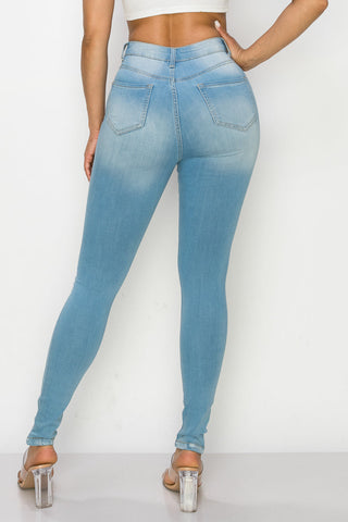 Piper - High Rise Destructed Hem Detail Skinny