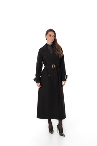 Madeline Cashmere Wool Blend Overcoat in Black