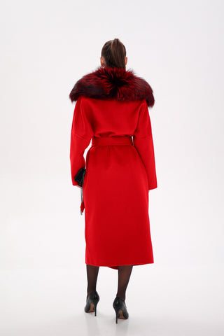 Saga®Furs Silver Fox Wool Alpaca Wraparound Coat