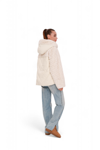 Montana Eco-Fur Down Fill Coat in Ivory