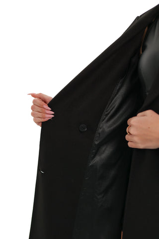 Alaska Longline Cashmere Wool Blend Coat in Black