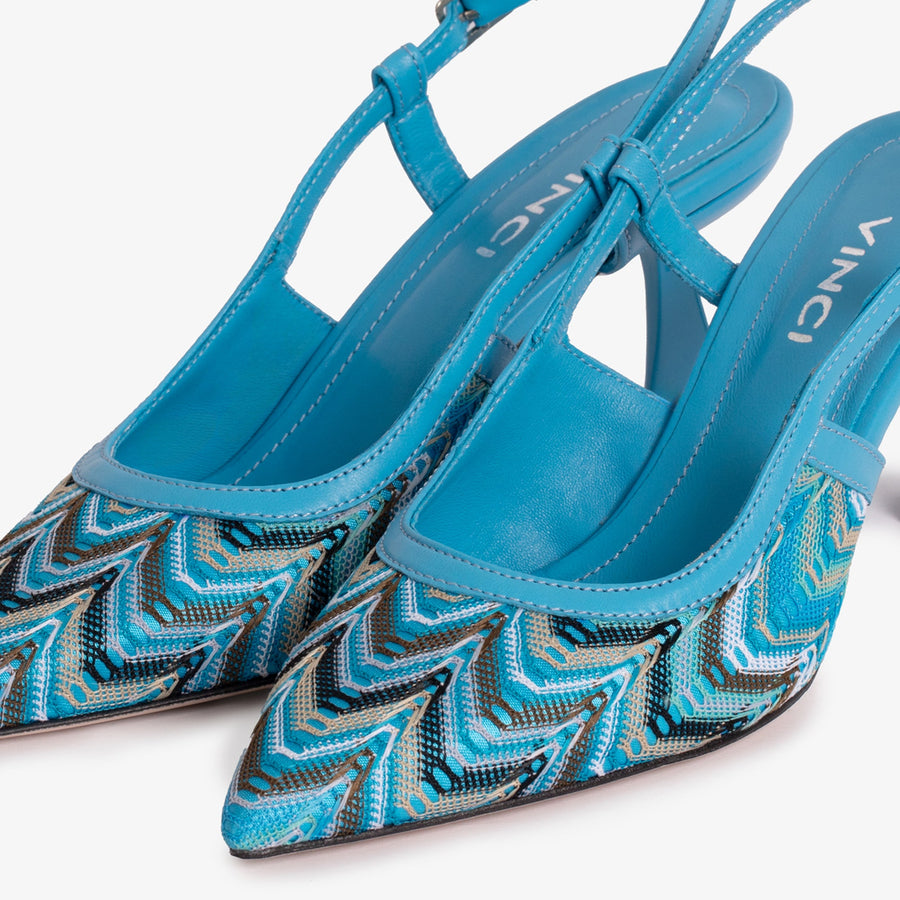 The Napoli Blue Leather Slingback Women Sandal - Glamourous Grace