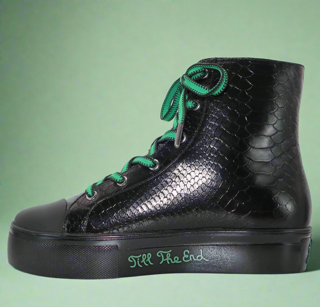 Michaela V Lucra Women's Black Italian Leather Sneakers - Glamourous Grace