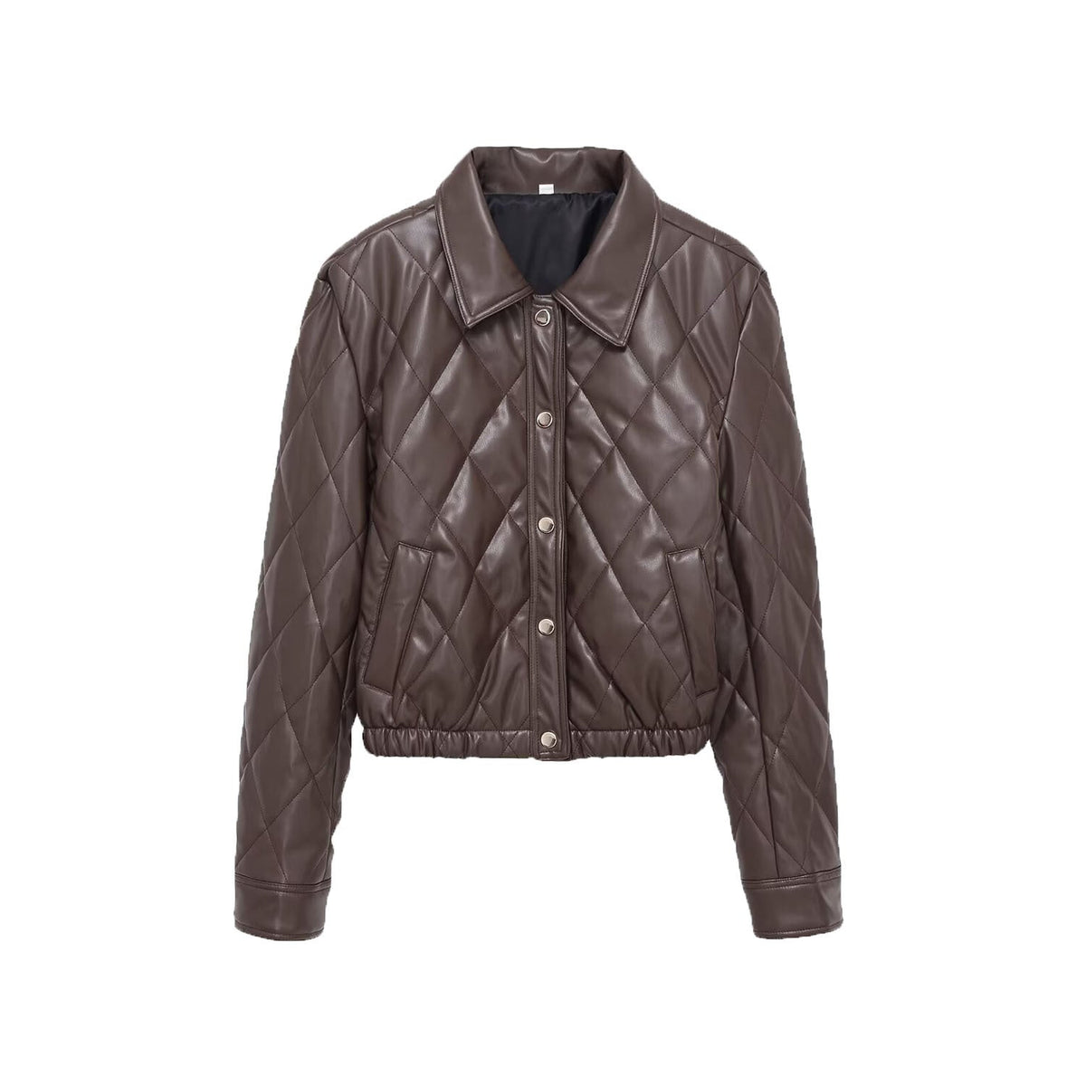 Women's Jacket Quilted Faux Leather BYMANYC ® New York SOHO BROWN LEATHER BOMBER - New Collection