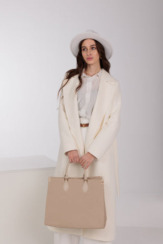 Pre-Order. Re-Stock Ships September 30. Astoria Classic Wraparound Wool Blend Overcoat in Ivory
