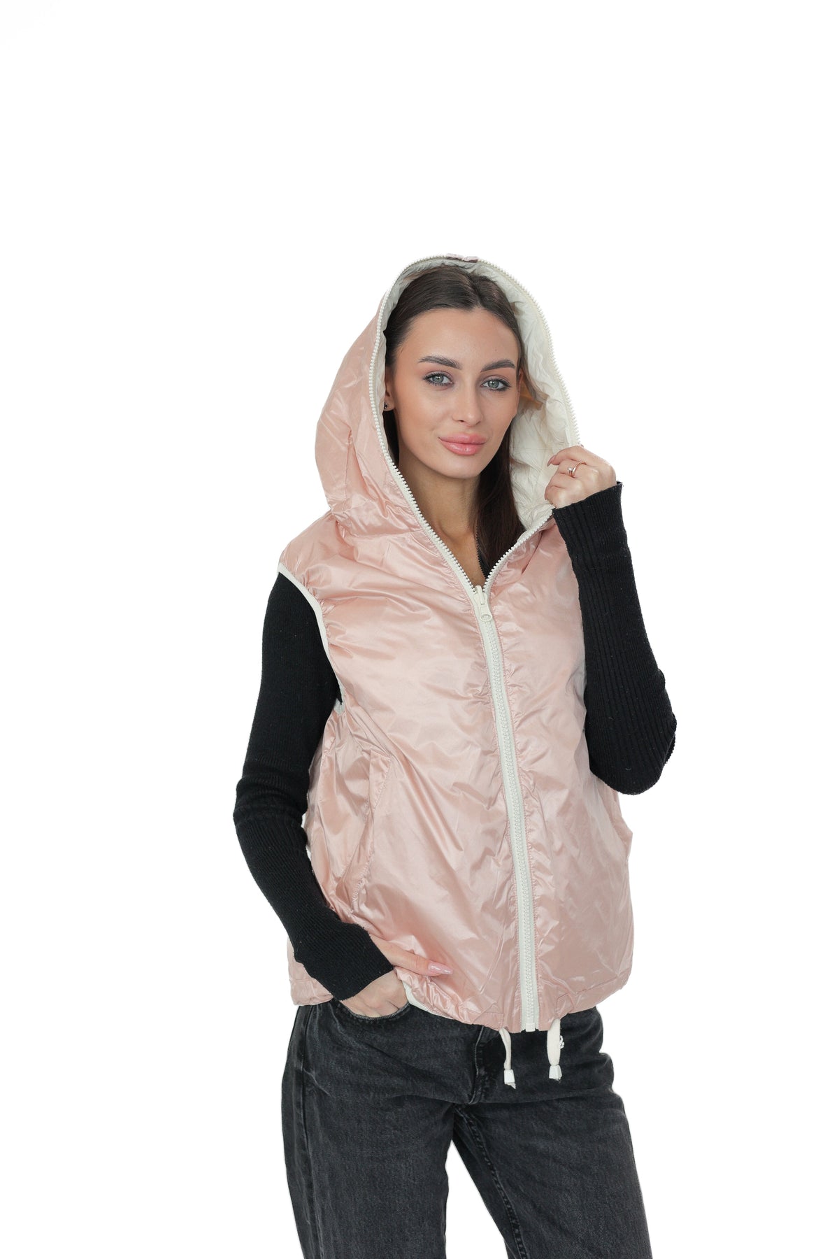 Reversible Light Insulated Vest Powder | Ivory
