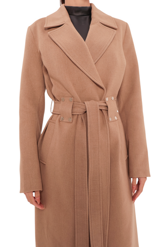 Justine Cashmere Blend Overcoat in Camel, 100cm