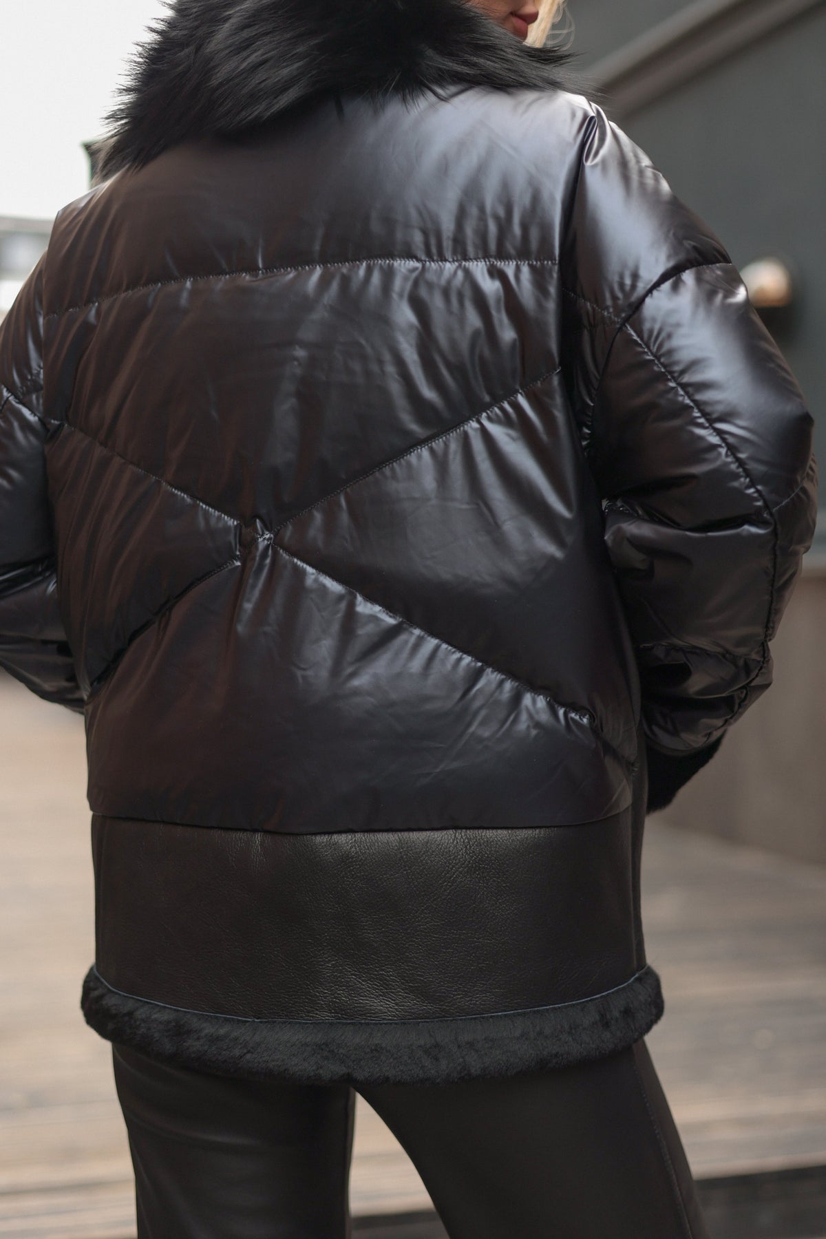 Genuine Lamb Leather Fox Fur Coat