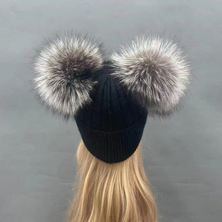 Two Fur Poms Hat Adult | Kids