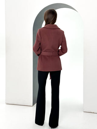 Lyndale Cashmere Wool Blend Coat in Sangria