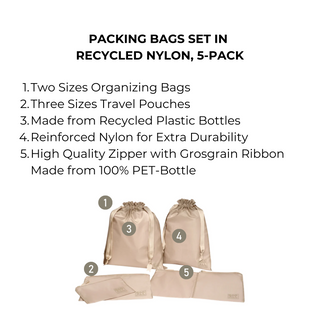Packing Bags Set – Recycled Nylon – 5-pack – Taupe - Glamourous Grace