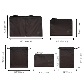 Packing Bags Set – Recycled Nylon – 5-pack – Black - Glamourous Grace