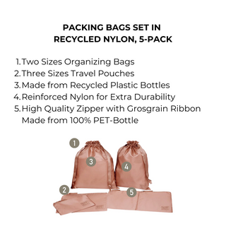 Packing Bags Set – Recycled Nylon – 5-pack – Pink/Blush - Glamourous Grace