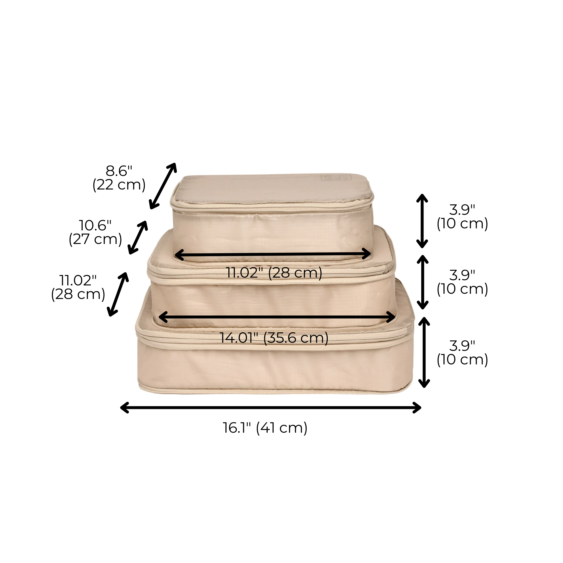 Compression Packing Cubes & Packing Bags – Recycled Nylon – 8-pack – Taupe - Glamourous Grace