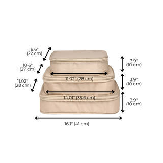 Compression Packing Cubes & Packing Bags – Recycled Nylon – 8-pack – Taupe - Glamourous Grace