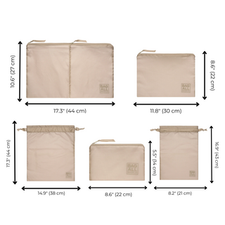 Compression Packing Cubes & Packing Bags – Recycled Nylon – 8-pack – Taupe - Glamourous Grace