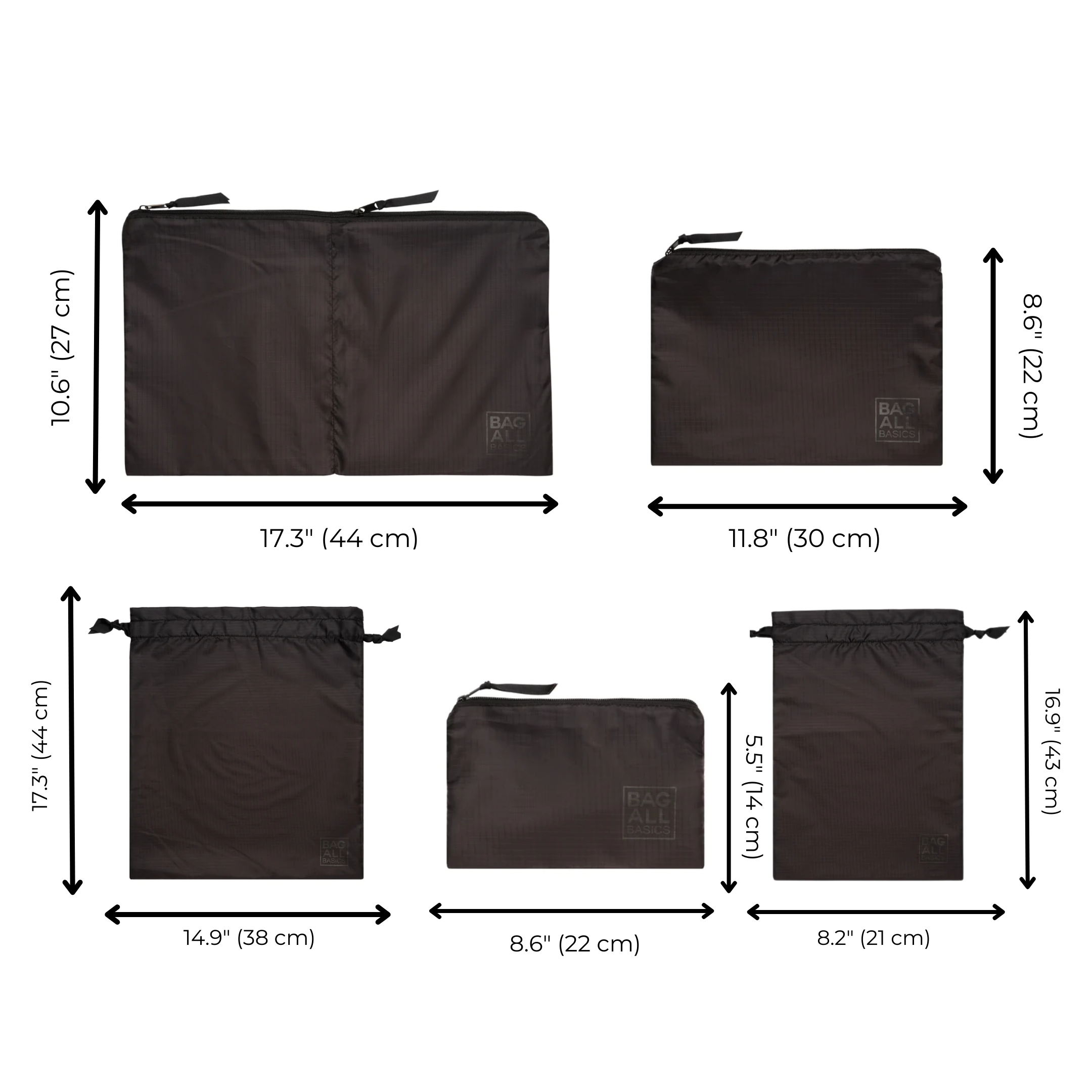 Compression Packing Cubes & Packing Bags – Recycled Nylon – 8-pack – Black - Glamourous Grace