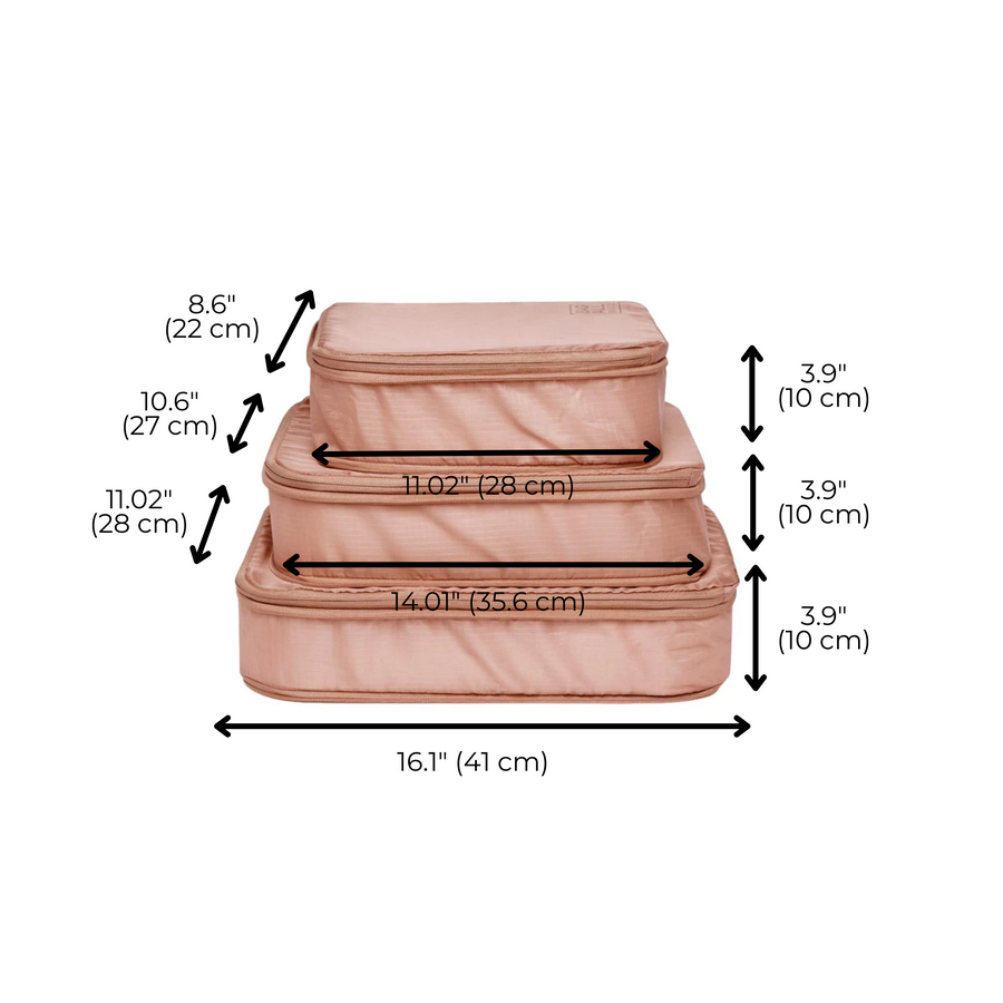 Compression Packing Cubes & Packing Bags – Recycled Nylon – 8-pack – Pink/Blush - Glamourous Grace