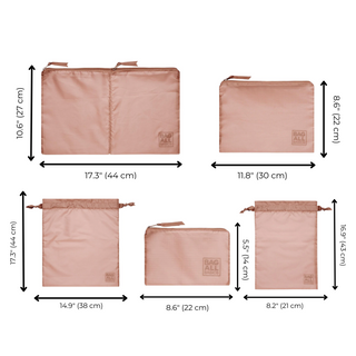 Compression Packing Cubes & Packing Bags – Recycled Nylon – 8-pack – Pink/Blush - Glamourous Grace