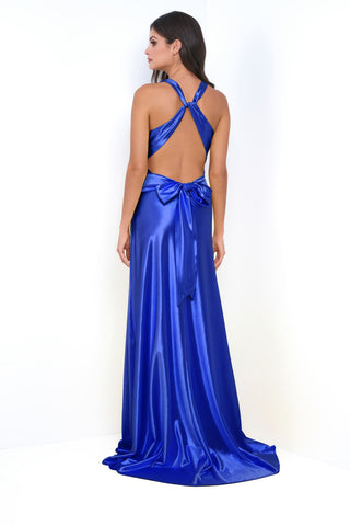 Odette Maxi Dress - Royal - Open Back With Adjustable Bow Tie Detail - Glamourous Grace