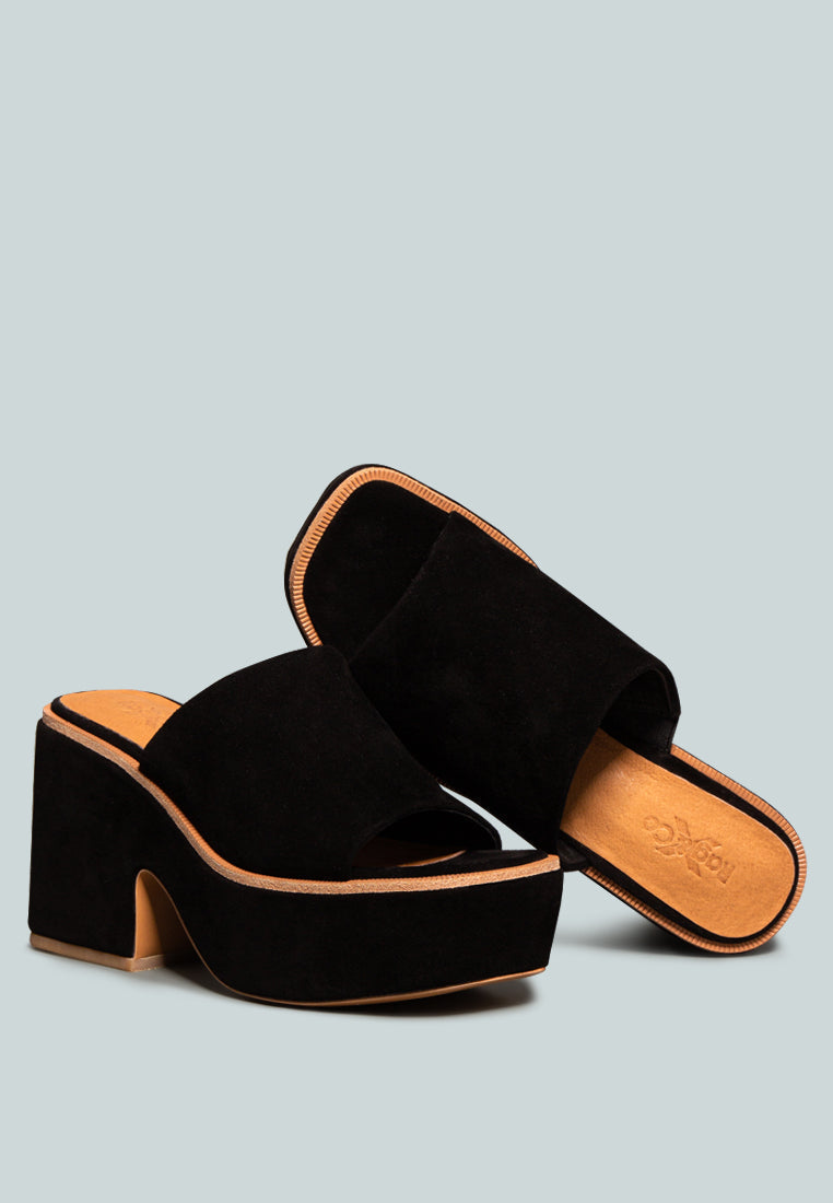 Bardot Fine Suede Handcrafted Platform Slides - Glamourous Grace
