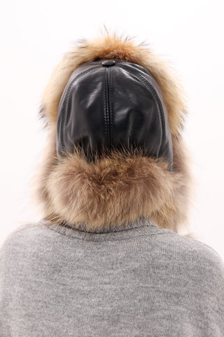 Genuine Racoon Fur Genuine Leather Hat