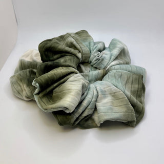 Dark Sage Green Tie Dye Ribbed Scrunchie