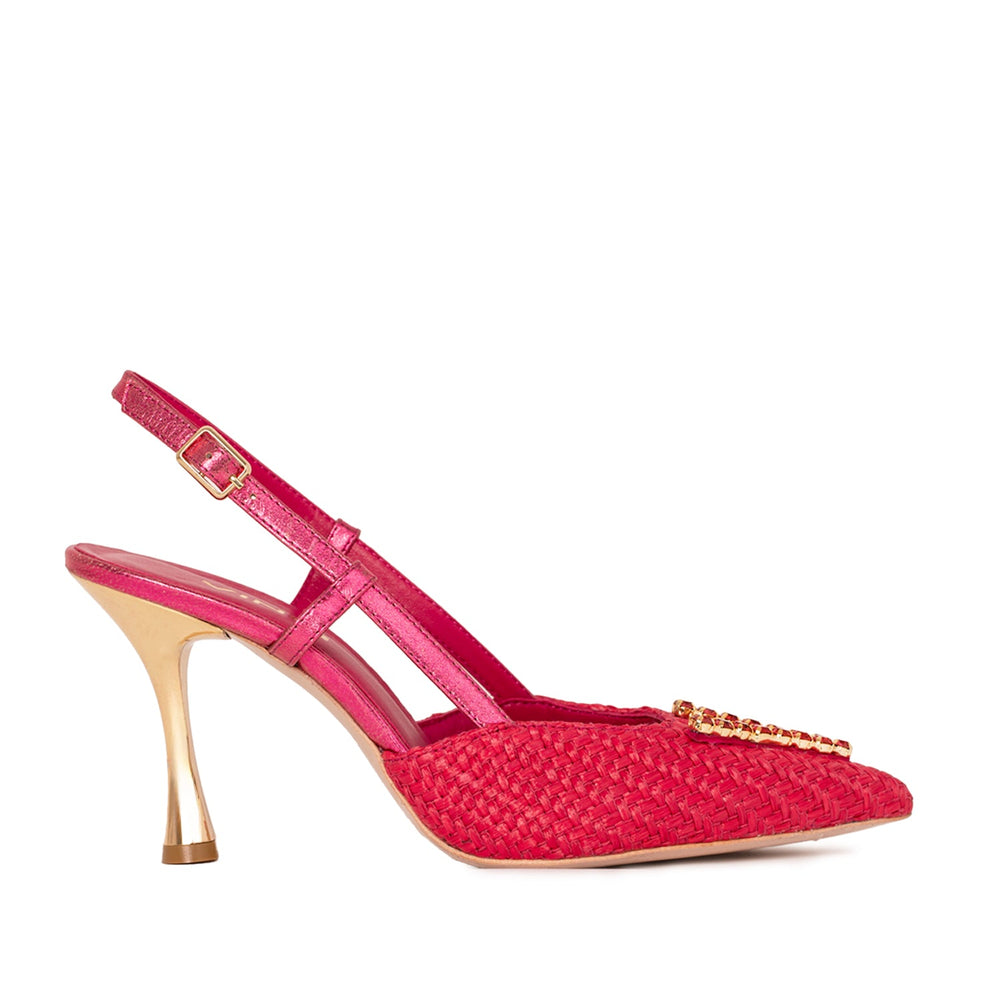 The Luna Fuchsia Leather Slingback Women Sandal - Glamourous Grace
