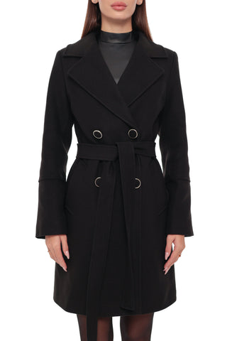 Zuri Cashmere Blend Overcoat in Black