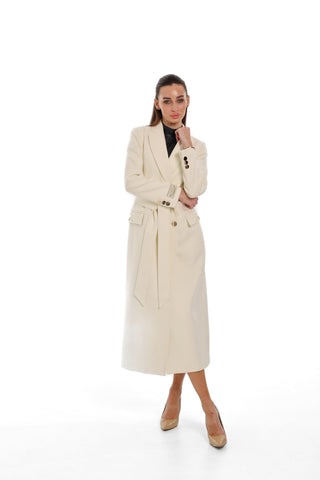 Alaska Longline Cashmere Wool Blend Coat in Ivory