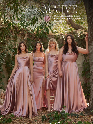 Cinderella Divine BD108 Satin Fitted Dress with Slit - Glamourous Grace