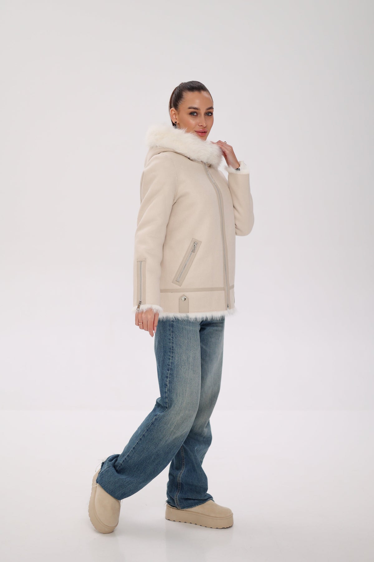 Reversible Hooded Wool Blend Jacket